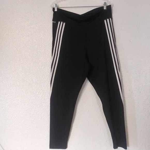 Adidas Aeroready Women's Size XL High Rise 3 Striped Compression Active Pants - Picture 1 of 12